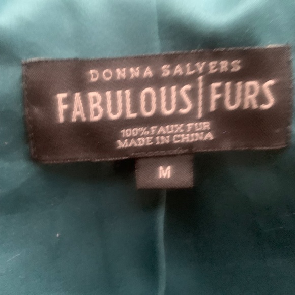 Donna Salyers fabulous furs deep teal faux fur jacket - Picture 3 of 10